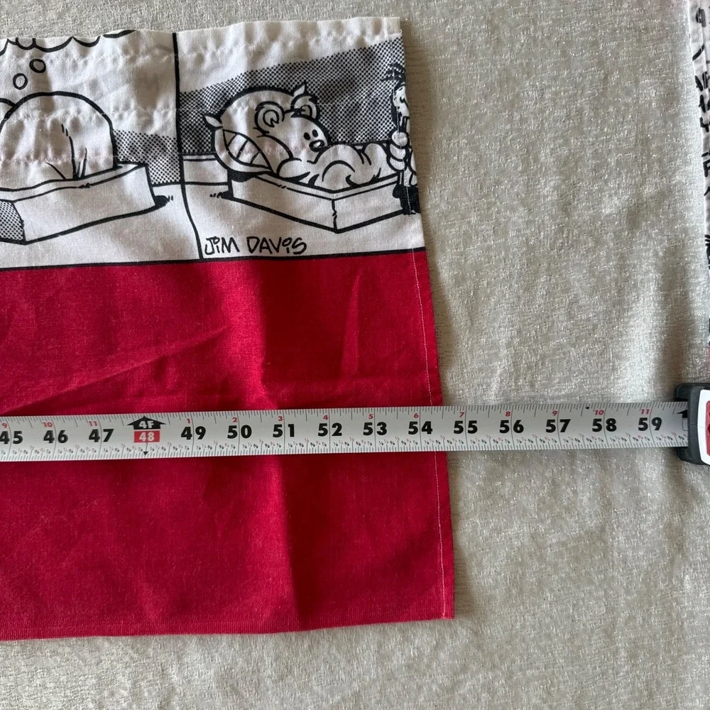 5pc Vintage Garfield Window Curtain Set Tablecloth Valance Panels Red Comic